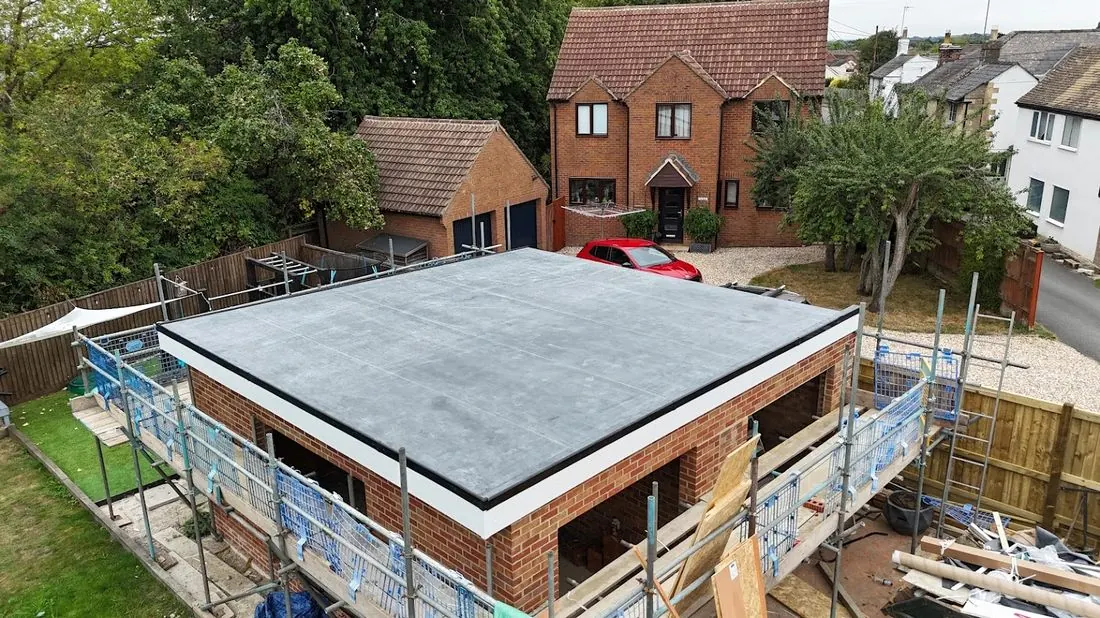 EPDM flat roof on a garage fitted by JK Roofing